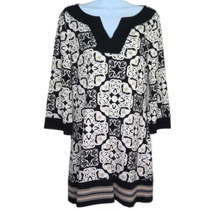 White House Black Market Tunic Top Paisley Floral 3/4 Sleeve Stretch EUC Sz S - Picture 1 of 8