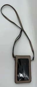 SAVE THE GIRLS Crossbody Cell Phone Purse Metallic Pewter Vegan Leather 8.5"x5" - Picture 1 of 9