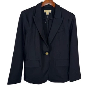 Michael Michael Kors NWOT Black Ponte Knit Career Blazer Petite Lg Closet Staple - Picture 1 of 10