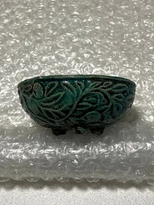 Japanese Bonsai Pot by Kairakuen Green Glaze 7.8cm x 7.6cm x 3.3cm - Picture 1 of 16