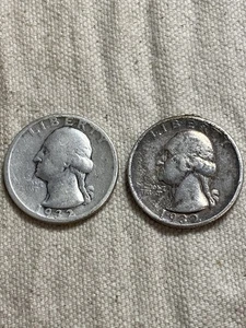 1932-D&S Washington Silver Quarter Key Date Pair Album Coins Low Mintage No Res - Picture 1 of 6