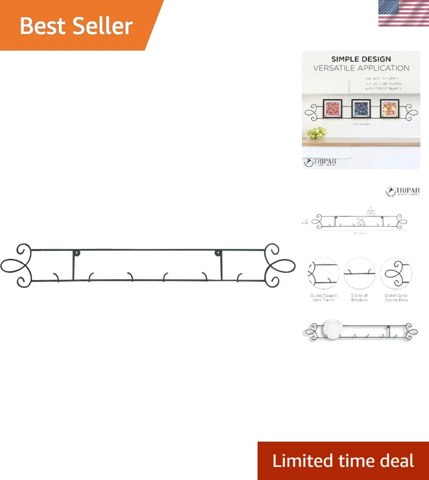 Elegante Estante de Placas Horizontal Negro - Expositor de Hierro Duradero para Arte, Placas y... Foto 1 de 4