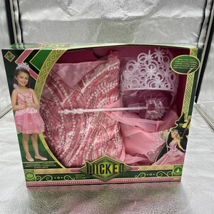 Costume Halloween Wicked Glinda vestito rosa diadema e bacchetta taglia 4-6x cosplay travestimento - Foto 1 di 3