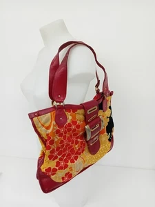DOLCE & GABBANA Women's Shoulder Bag Floral Print Leather Red Pink - H706 - Picture 1 of 9