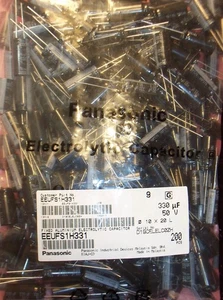 QTY (200) 330uf 50V 105' LOW ESR ELECTROLYTIC CAPACITORS EEUFS1H331B PANASONIC - Picture 1 of 7
