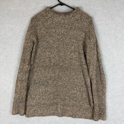 Suéter Leo & Nicole Jersey Mujer Pequeño Marrón Algodón Lana Tejido Cuello Alto Foto 1 de 4