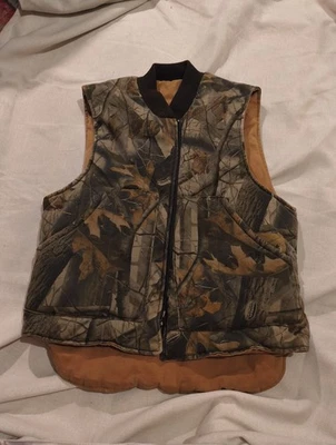 Realtree Reversible Camouflage Brown Canvas Vest Hunting Workwear Sz Mens M Read - Image 1 of 4