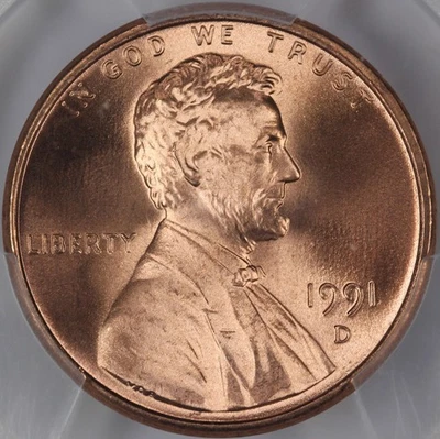 1991-D PCGS MS67RD Lincoln Cent 38789364 - Image 1 of 3