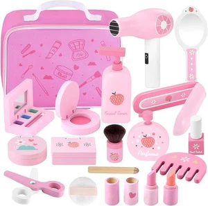 Juego de 16 piezas de madera maquillaje infantil estuche de maquillaje niños maquillaje peluquería belleza set - Imagen 1 de 8