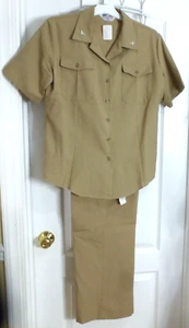 US Navy Officer Women's Khaki Uniform w/ Rank Insignia, Shirt / Pants / Belt - Picture 1 of 8