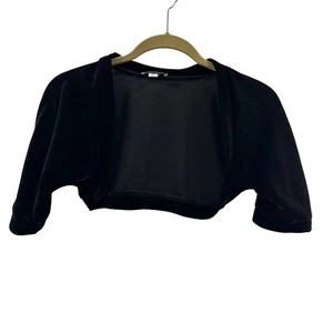 Amy Byer Girls Black Velvet Shrug Size 14 Open Front Holiday cape Christmas a - Picture 1 of 9