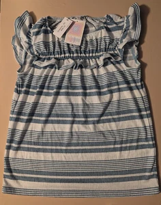 LuLaRoe Stasha Tunic XS Top Women's NWT Blue Striped Flutter Sleeve Light Weight - Picture 1 of 8