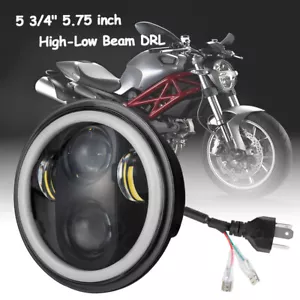 5.75 inch LED Headlight Halo DRL For Honda VT1300,Sabre,Stateline,Insterate,Fury - Picture 1 of 17