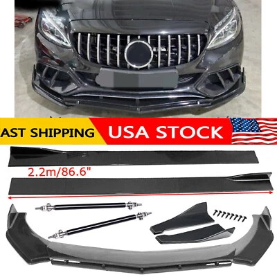 Carbon Fiber Front Bumper Lip Side Skirt Strut Rods For Mercedes Benz C Class - Изображение 1 из 4