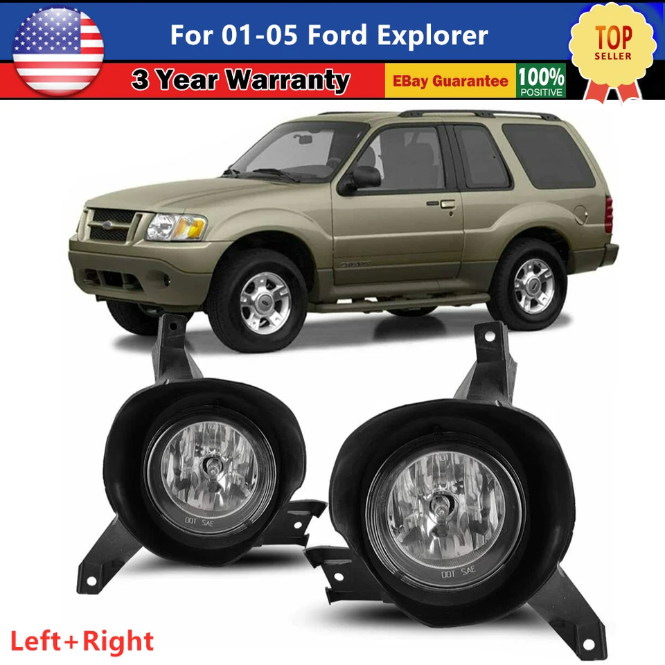 Fog Lights for 2001-2005 Ford Explorer Sport Trac Driving Front Lamps Clear Lens - Image 1 of 4