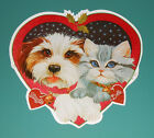 Vintage Kitten Puppy 2 Sided Die Cut Christmas Decoration Cats Dogs Pets Cute
