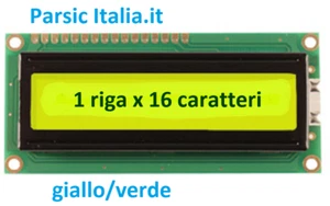 LCD DISPLAY 1x16 RETROILLUMINATO Set HD44780 GIALLO/VERDE STN+ ( = 4 PEZZI ) - Foto 1 di 5