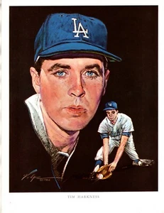 Tim Harkness 1962 Los Angeles Dodgers UNION 76 Gasoline Giveaway Volpe Portrait - Picture 1 of 2