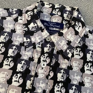 Ben Sherman x Beatles Shirt Mens Small Black Grey Scooter Casuals Mod Limited - Picture 1 of 18