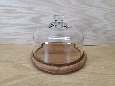 Vintage Teakwood Cheese Tray w/ Glass Dome By Julie Pomerantz Goodwood #200 - Image 1 of 4