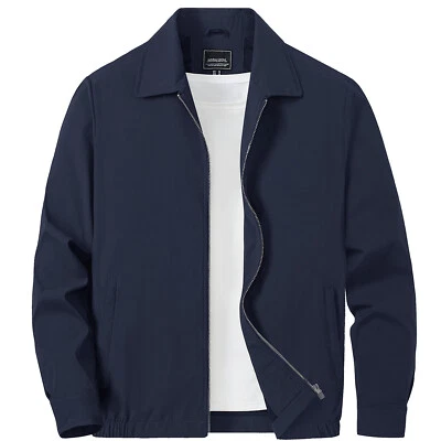 Мужская тонкая пружинная куртка на молнии легкая куртка-бомбер повседневное спортивное пальто сделано в США - Изображение 1 из 4