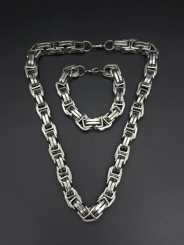 XXL 15 mm Königskette Panzerkette Edelstahl Biker Silber Massiv Hochwertig NEU - Bild 1 von 4