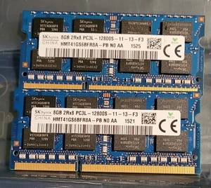 (2) SKHYNIX 8GB DDR3 2RX8 PC3L 12800S SODIMM MEMORY MODULES 16GB TOTAL - Picture 1 of 1