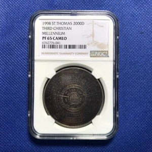 NGC-PF65CA 1998 SAINT THOMAS 2,000 DOBRAS -NICKEL PROOF-3RD CHRISTIAN MILLENNIUM - Picture 1 of 4