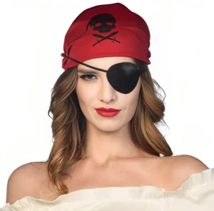 Pirate Eye Patch Black Satin on Elastic Fancy Dress Costume Accessorie Party 1pc - Picture 1 of 2