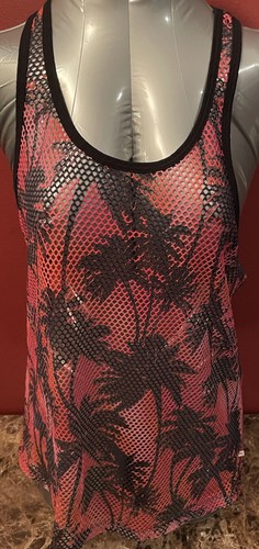 UNDERCOVER VICTORIAS SECRET PINK XS PINK PALM PRINT RACERBACK MESH SWIM DRESS COVERUP