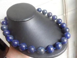 Vintage Schwer Halskette Perlen 50.8cm Lang - Dunkelblau Lapislazuli Stil Achat - Bild 1 von 11