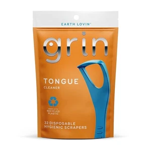 GRIN Disposable Tongue Cleaner x32 Hygienic Scraper Promote Fresh Breath - Picture 1 of 8
