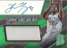 2013-14 Panini Spectra Spectacular Swatch Auto #3 Thaddeus Young Auto Jersey/199