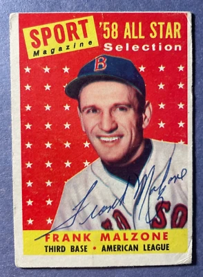 TARJETA DE SELECCIÓN FIRMADA FRANK MALZONE 1958 ALL STAR AUTOGRAFIADA - RED SOX Foto 1 de 3