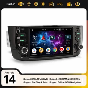 8-Cœurs Android 14 Fiat Grande Punto Linea DAB+ Autoradio CarPlay Navi Wifi 64Go - Foto 1 di 22