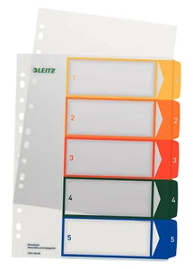 1 Kunststoff Register 5-teilig von Leitz PC-beschriftbar 5 Taben Überbreite - Bild 1 von 1