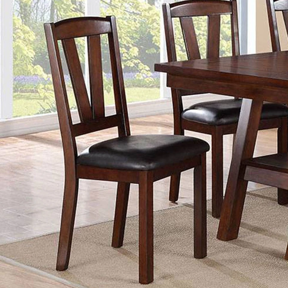 Juego de 2 sillas de comedor clásicas para muebles de hogar de madera de goma color nogal oscuro Foto 1 de 1