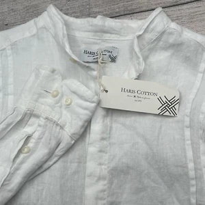 HARIS COTTON 100% Linen Men's Long Sleeve Button Down Shirt Solid White XL NWT - Picture 1 of 7