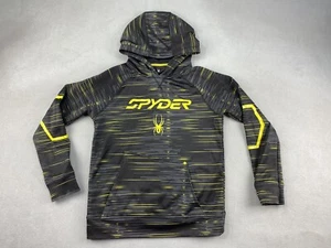 Spyder Hoodie Boy's L Black/Yellow Fleece Pullover Hooded Sweatshirt - Picture 1 of 9