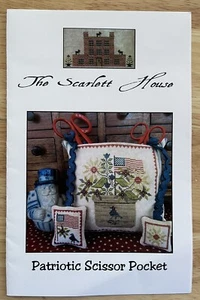 The Scarlett House Patriotic Scissor Pocket Cross Stitch Pattern Chart - Picture 1 of 4