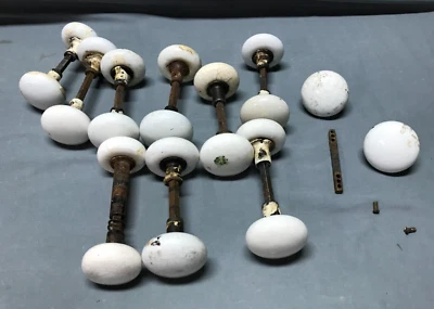 Antique Vintage 10 Pairs White Porcelain Doorknobs Old Handles Hardware 1760-24B - Image 1 of 4