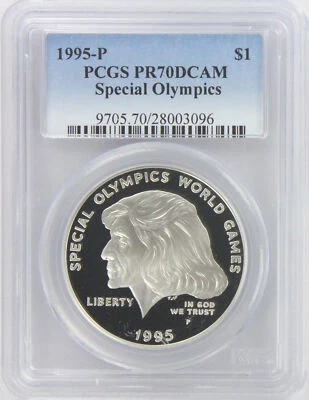 1995-P Special Olympics Commemorative Dollar PR70DCAM PCGS Proof 70 Deep Cameo - Image 1 of 2