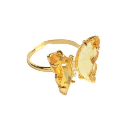 Butterfly Style Green Quartz Citrine Garnet Amethyst Topaz Rings Size 6-10 - Image 1 of 4