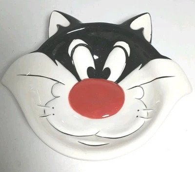 Vintage Sylvester The Cat  Ceramic Face,  Water Dish Bowl By ME-OW 1995 - Image 1 of 3