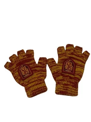 Guantes Tejidos Gryffindor Medio Dedo Harry Potter Mundo Mágico Rojo Amarillo Foto 1 de 4