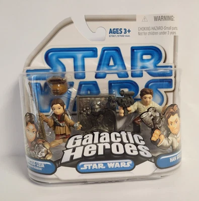 Figura de acción Star Wars Galactic Heroes Princesa Leia y Han Solo paquete de 2 2008 Foto 1 de 4