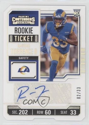 2023 Panini Contenders Ticket Stub /33 Rashad Torrence II #192 Rookie Auto RC - Image 1 of 2