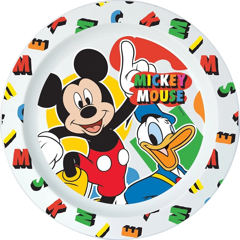 Piatto Piano Originale Disney Mickey in plastica alimentare per bambini. DISNEY - Immagine 1 di 1