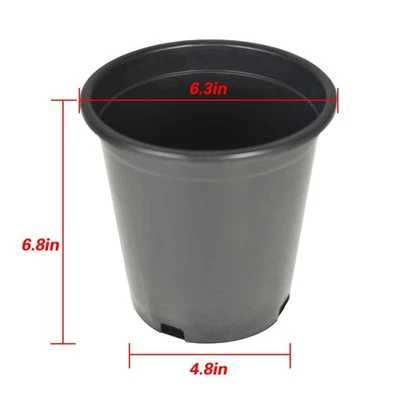 Maceta de jardín contenedor de plantas de vivero de plástico premium de alta resistencia negra 2 galones Foto 1 de 4