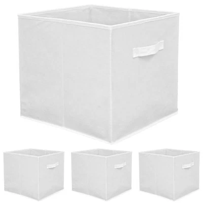 Faltbox Set 4 Boxen für Kallax Regal weiß 33x38x33cm Expedit Box mit Stoffgriff - Bild 1 von 4